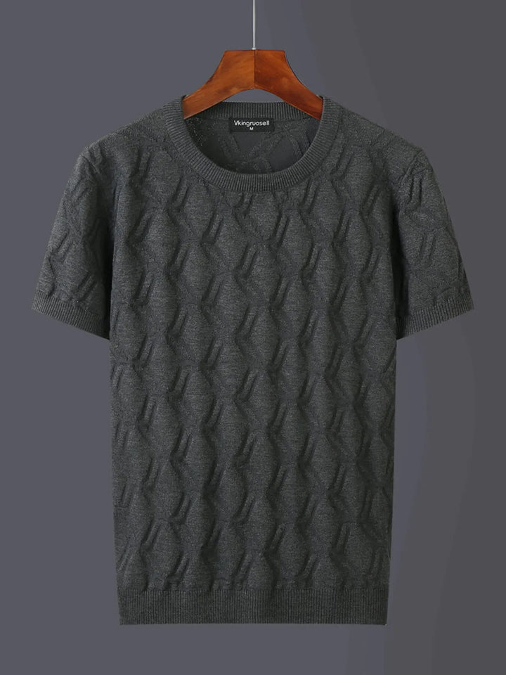 Men's Plus Size Textured Round Neck Short Sleeve Knit Top