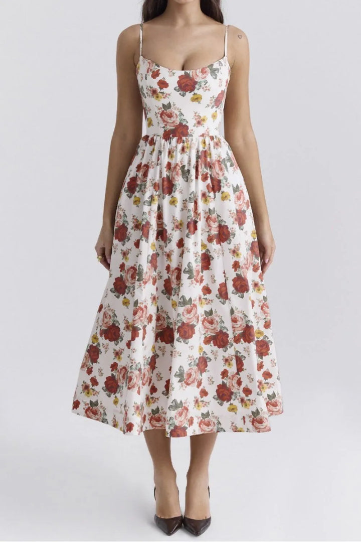 Floral Print Spaghetti Strap Midi Dress