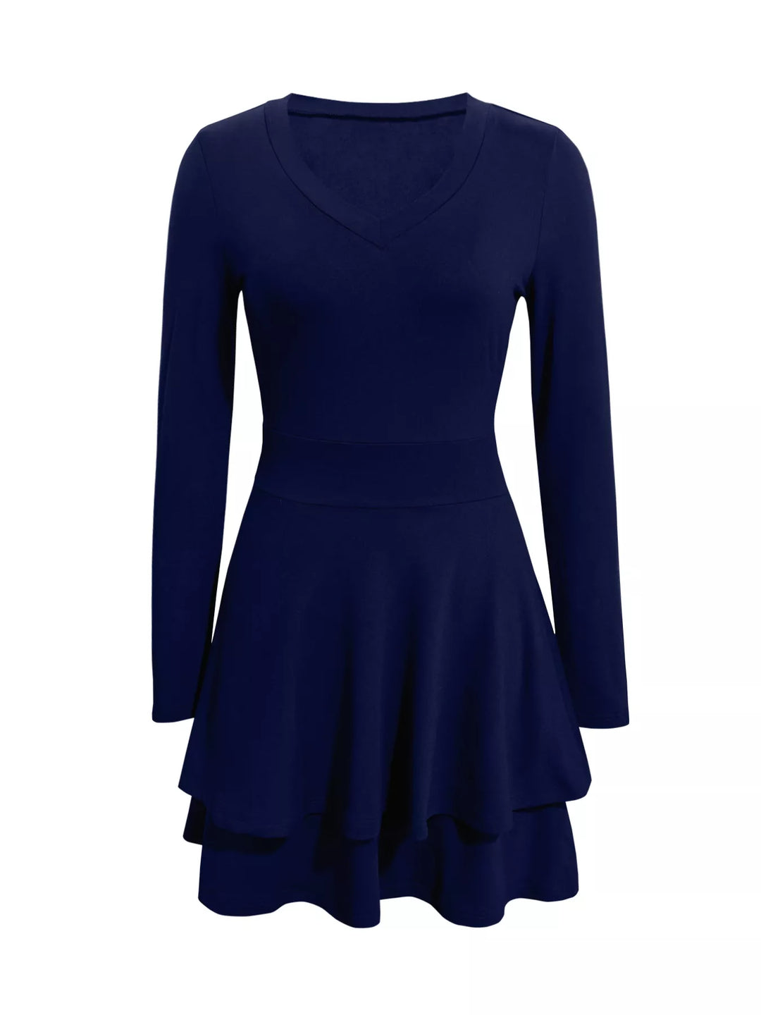 V-Neck Layered Ruffle Mini Dress