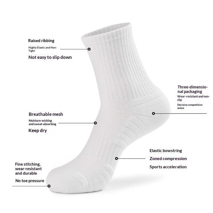 Pure Cotton Sports Socks With A Thickened Towelbacked SoleMens Basketball Style