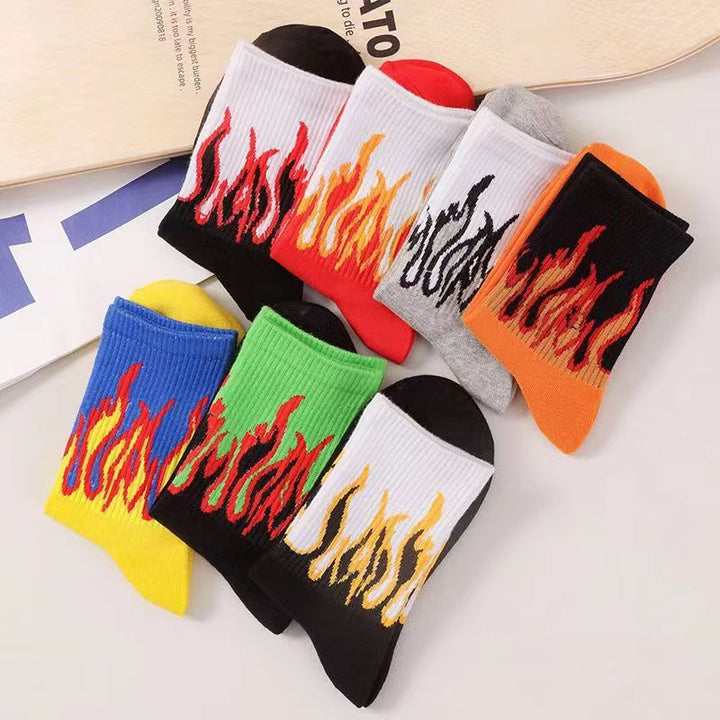 Best-selling Street-style Influencer Fashion Brand Flame-patterned Mid-calf Socks