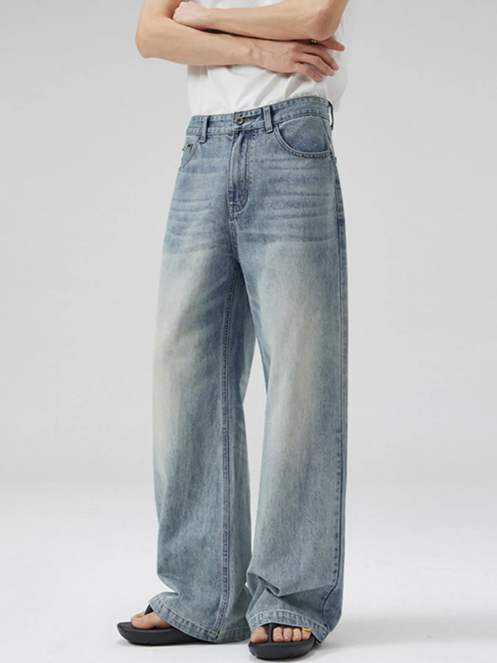 Men's Full Size Washed Wide Leg Jeans Plus Size