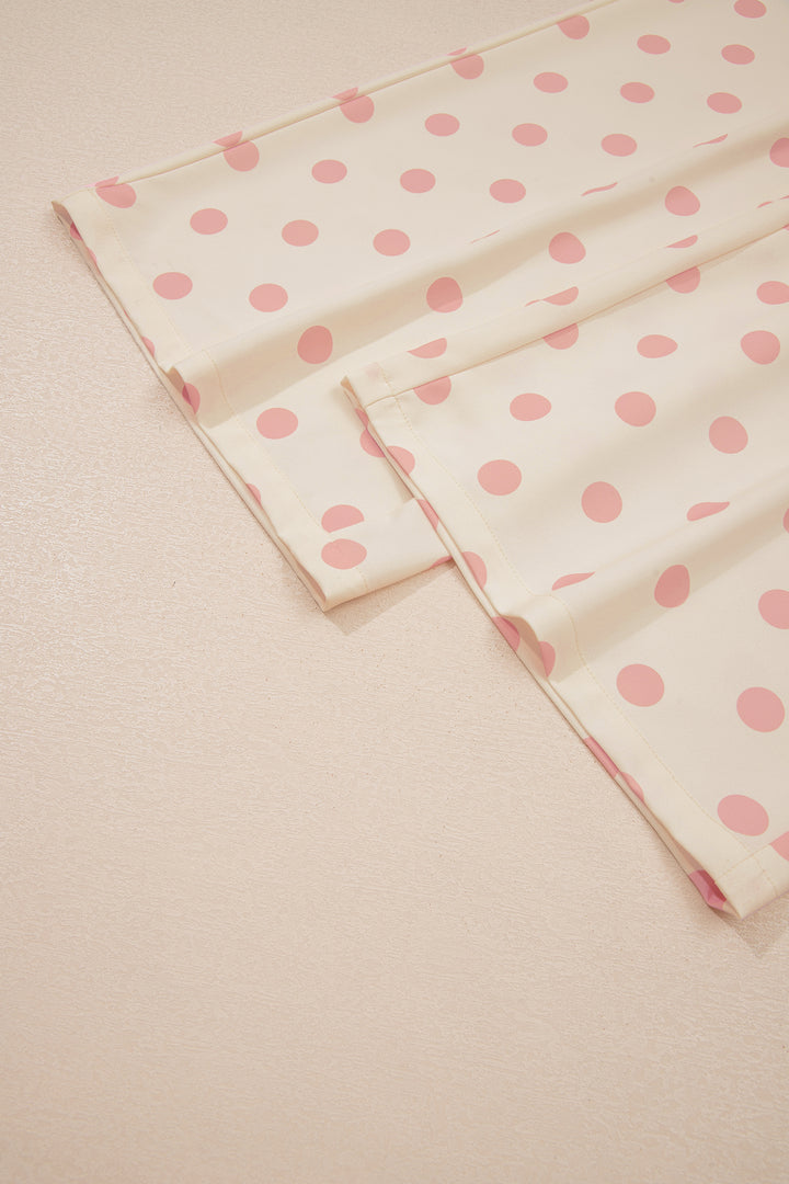 White Polka Dot Print Patched Pocket Loose Pants