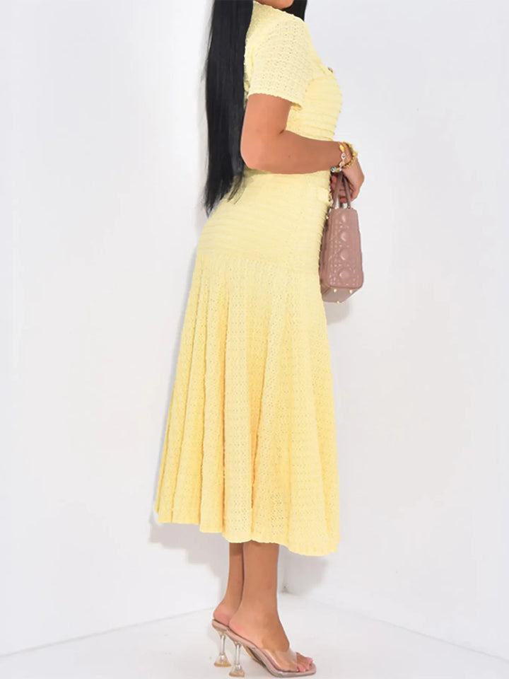 Textured Knit Short Sleeve Dress