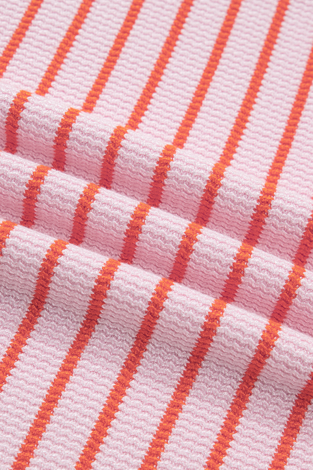 Pink Stripe Textured Knit Sleeveless Casual Sweater Top