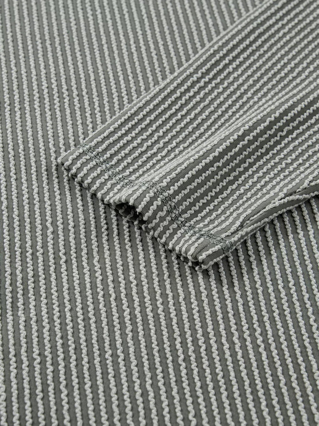 Twist Ribbed Exposed Seam Detail Long Sleeve Loose Top