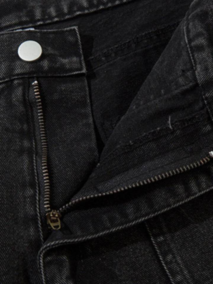 Men's Wide Leg Cargo Denim Jeans with Multi Pockets