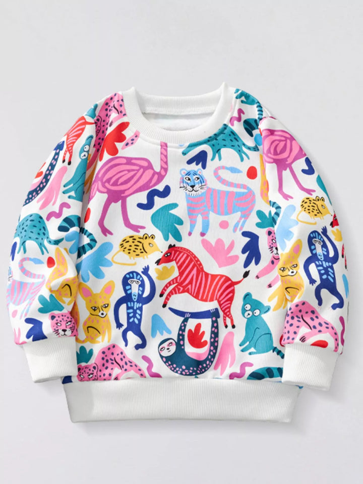 Children's Animal Print Crew Neck Sweatshirt