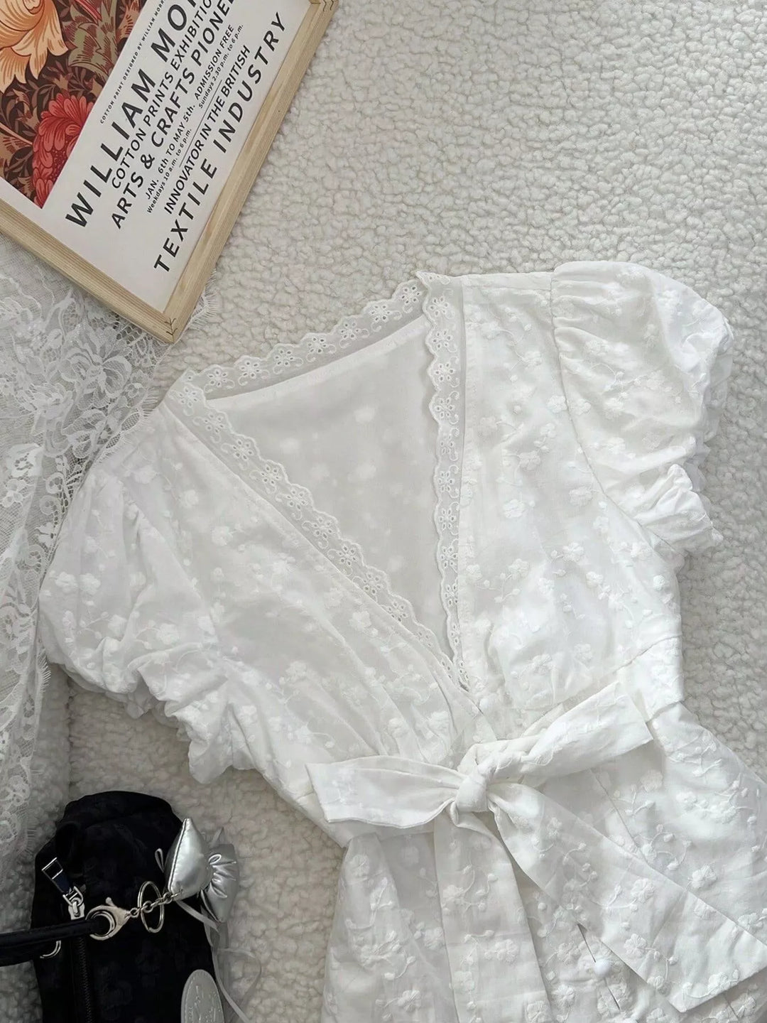 Lace Detail Bow Front Blouse
