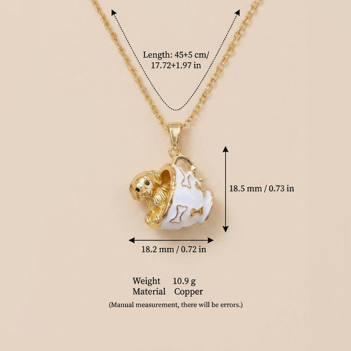 Golden Pendant Necklace In The Shape Of A Teacup Rabbit