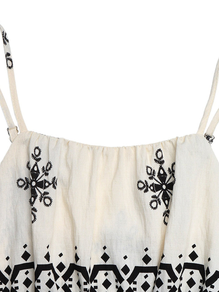 Printed Spaghetti Strap Wide Leg Jumpsuit