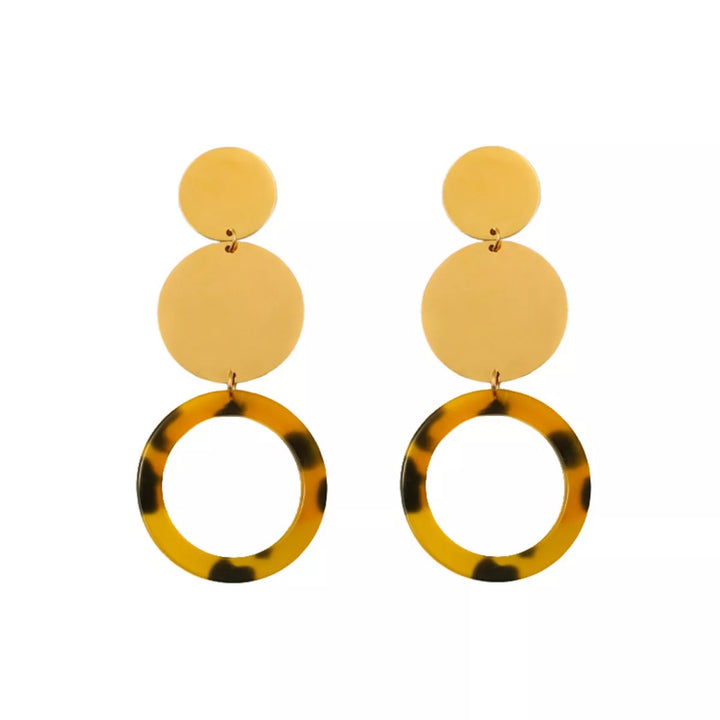 18K Gold-Plated Geometric Circle Dangle Earrings