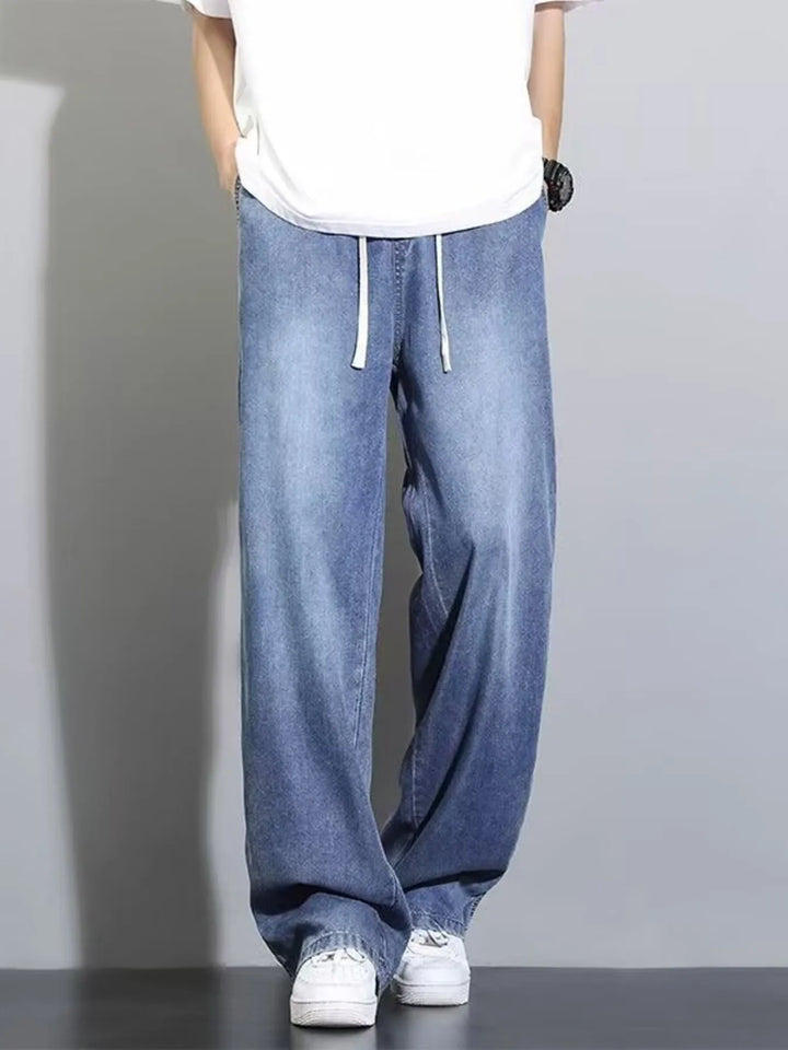 Men's Full Size Vintage Wash Wide Leg Jeans Plus Size