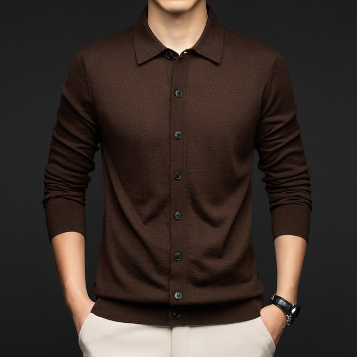 Mens Casual Commuter-style Solid-color Wool Sweater