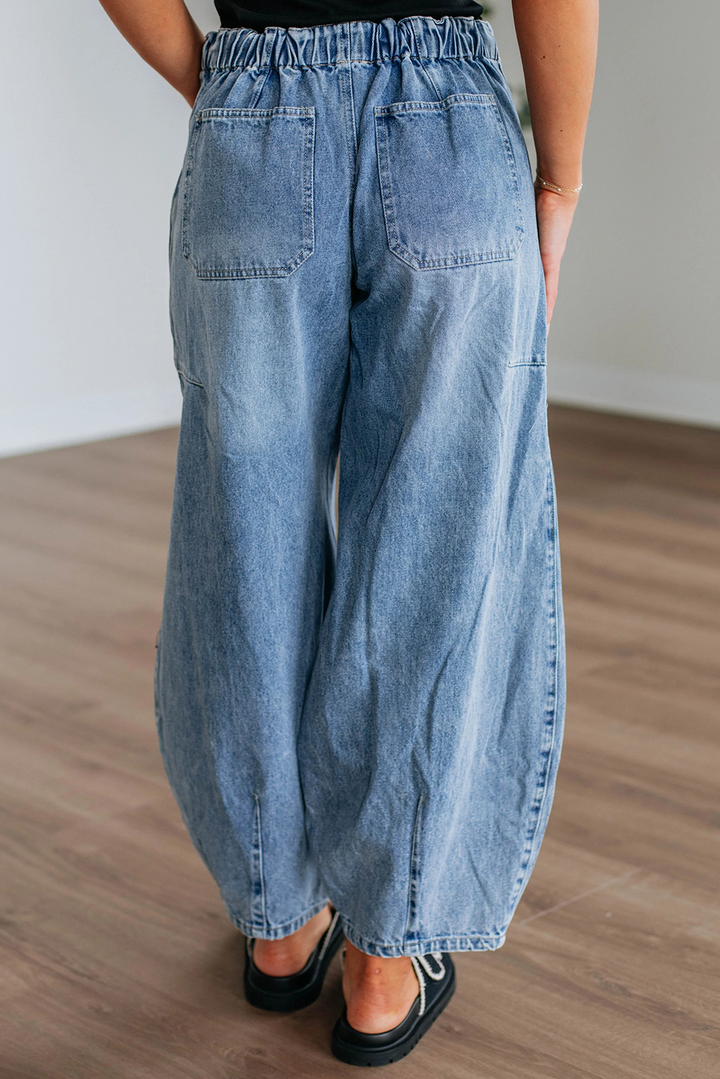 Myosotis Large Patch Pocket Drawstring Paperbag Waist Barrel Jeans