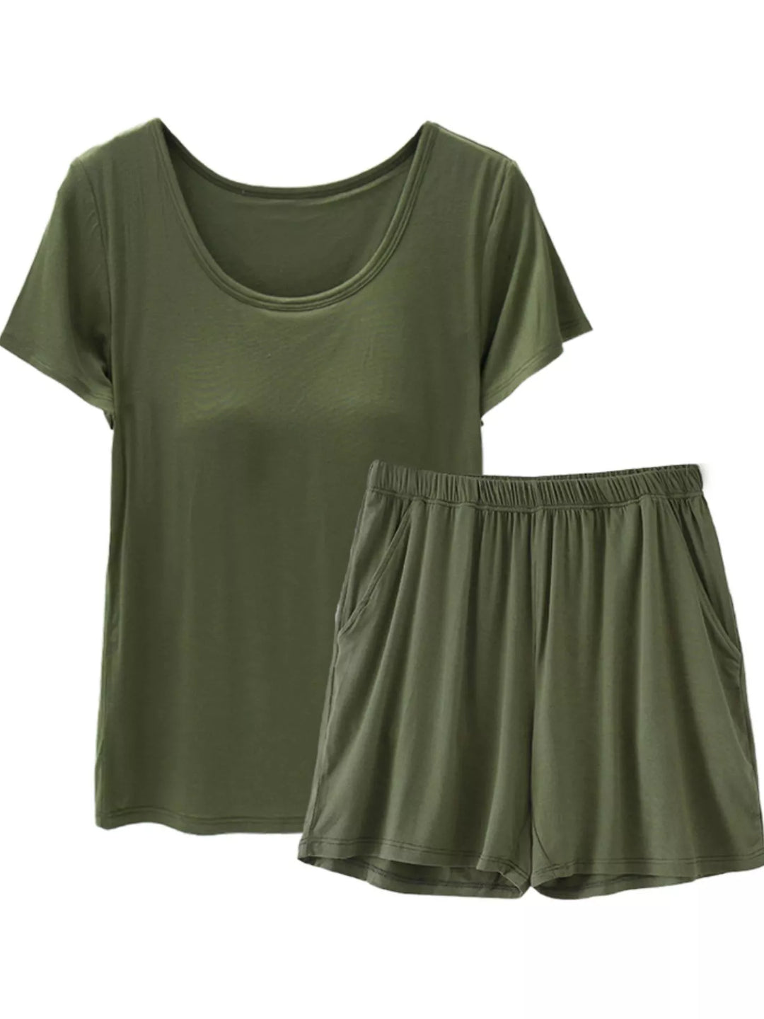 Plus Size Padded Modal Short Sleeve T-Shirt and Shorts Set
