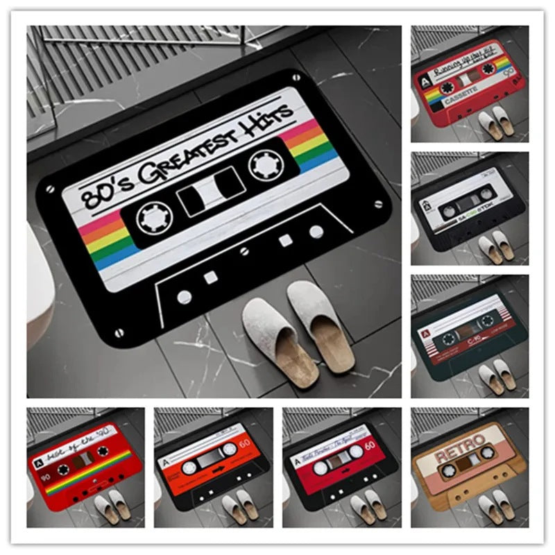 Cassette-Style Flannel Bath Mat Bathroom Rug