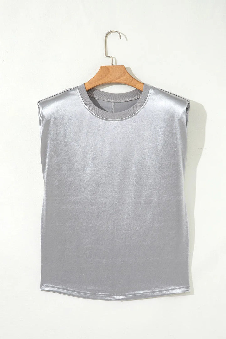Round Neck Satin Tank Top