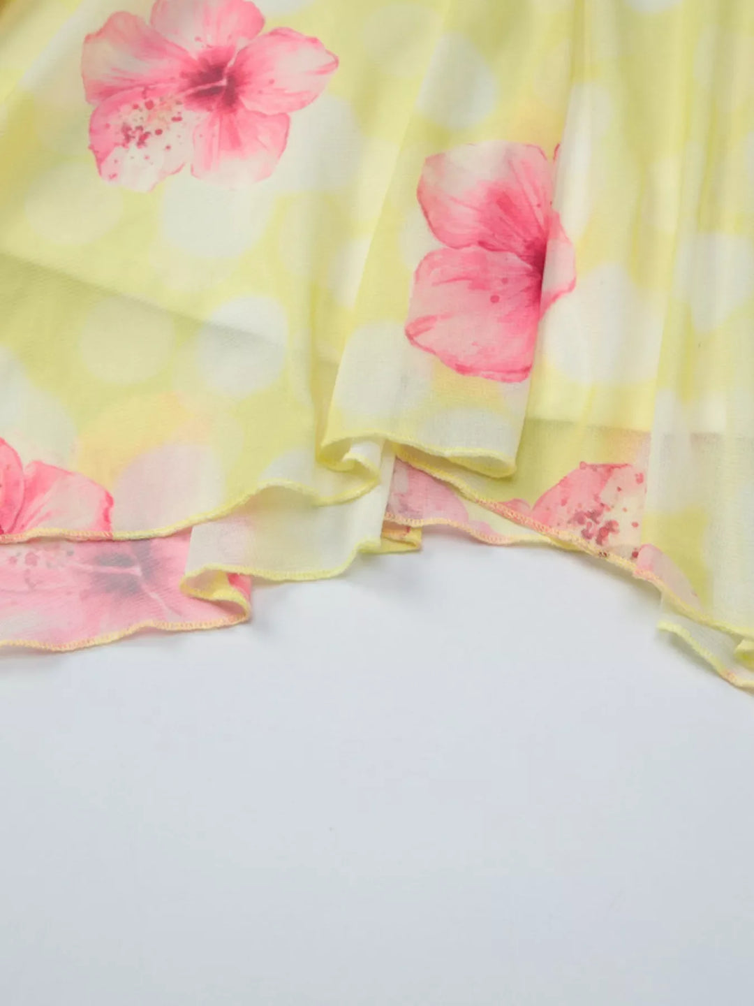 Sheer Floral Print Sleeveless Asymmetrical Mini Dress