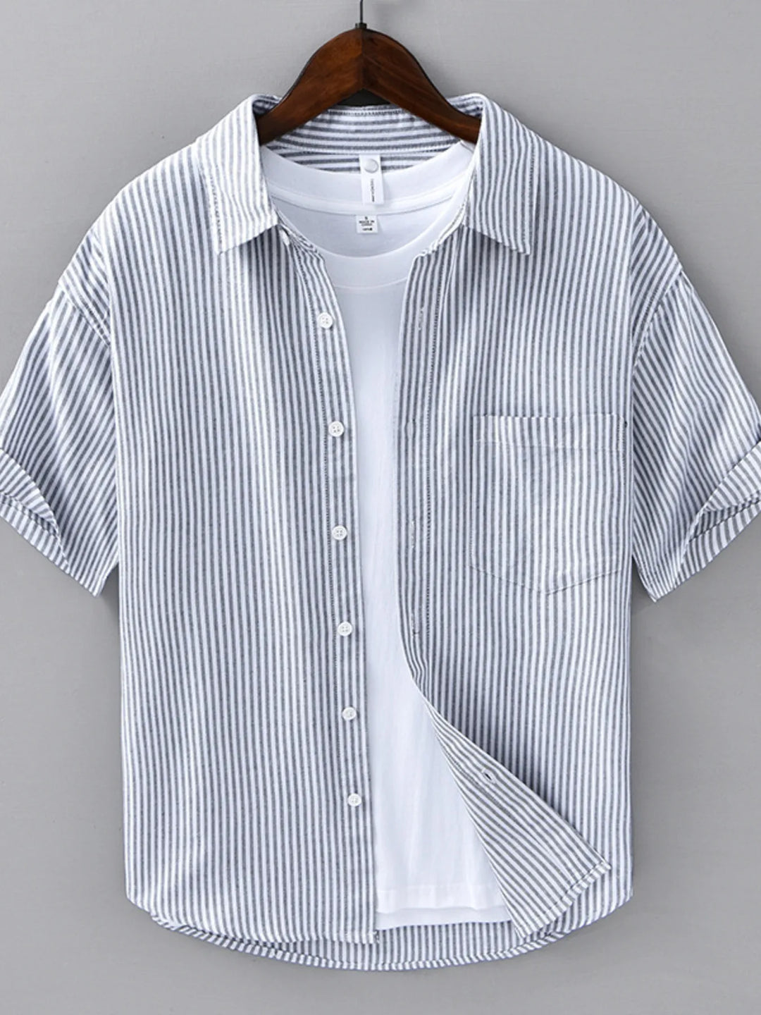 Men's Plus Size Casual Striped Short Sleeve Shirt
