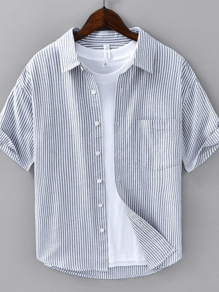 Men's Plus Size Casual Striped Short Sleeve Shirt