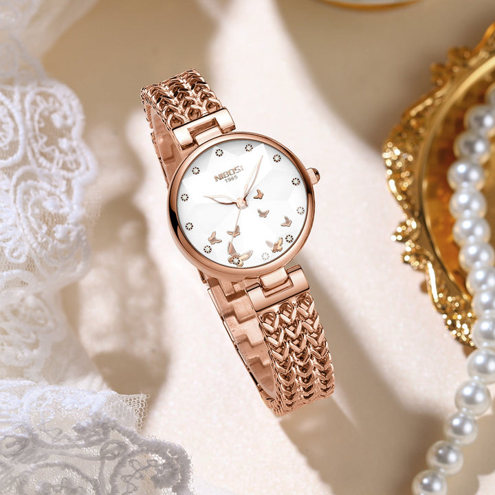 New Stylish Niche Womens Waterproof Watch With A Steel Band