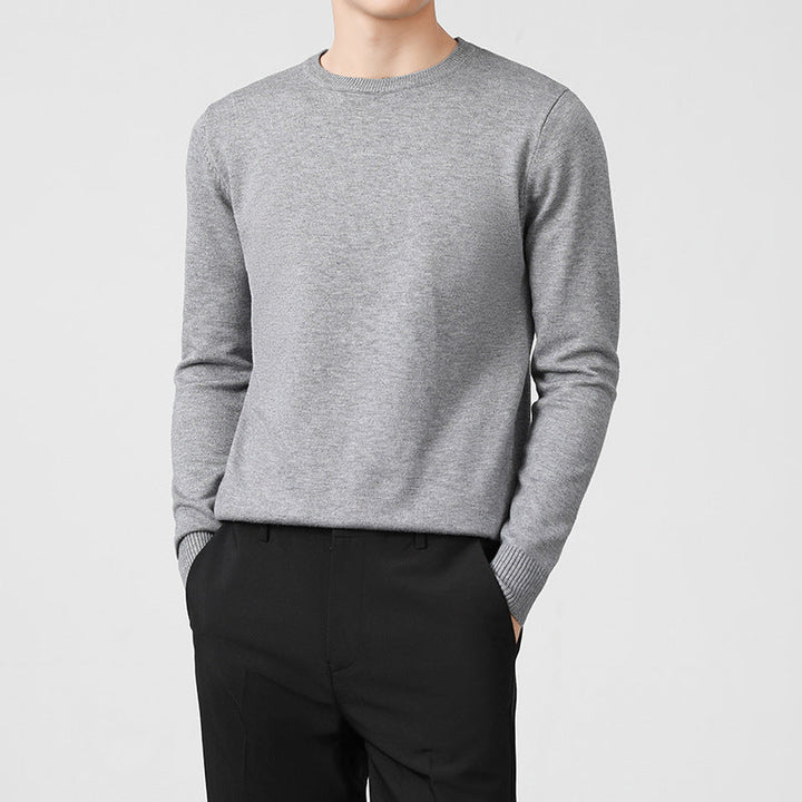 Mens Thickened White Knit Bottoming Sweater