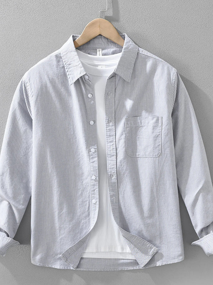 Men's Plus Size Striped Button Up Long Sleeve Shirt