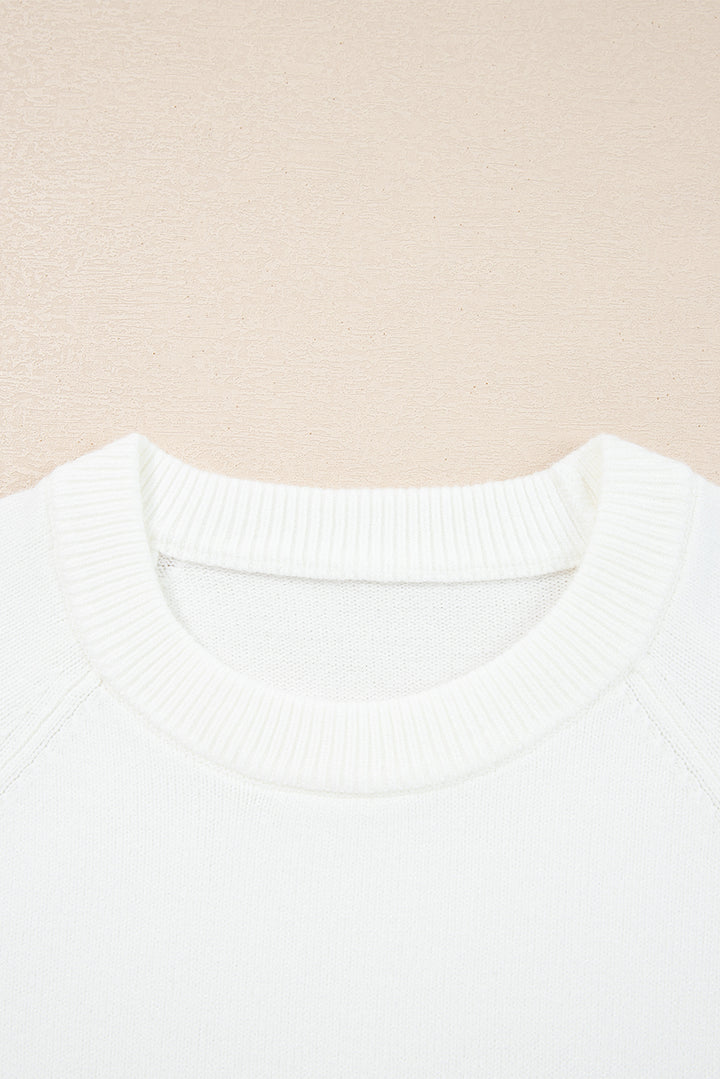 White MERRY Letter Pattern Christmas Raglan Sleeve Sweater