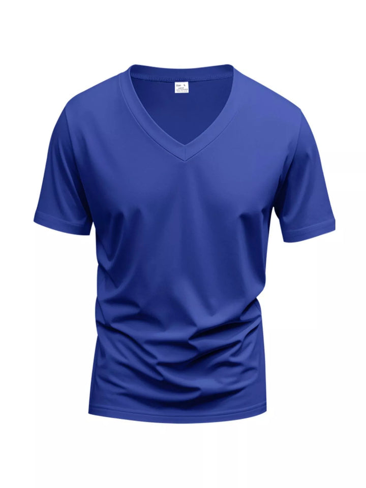 Men's Full Size Slim Fit V-Neck Basic T-Shirt Plus Size