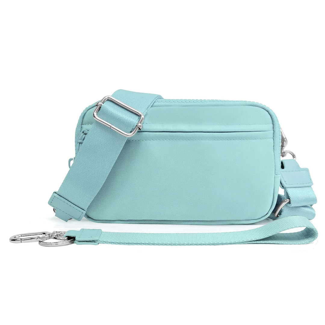 Mens Double-Layer Polyester Waterproof Crossbody Waist Bag