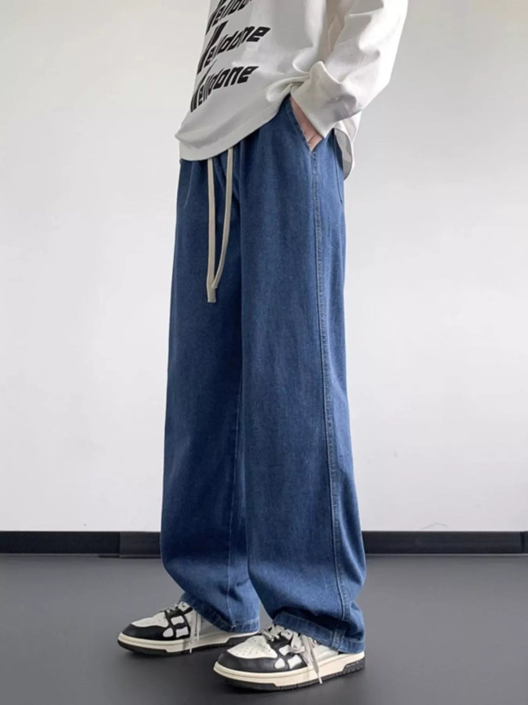 Men's Full Size Wash Loose Fit Jeans Plus Size