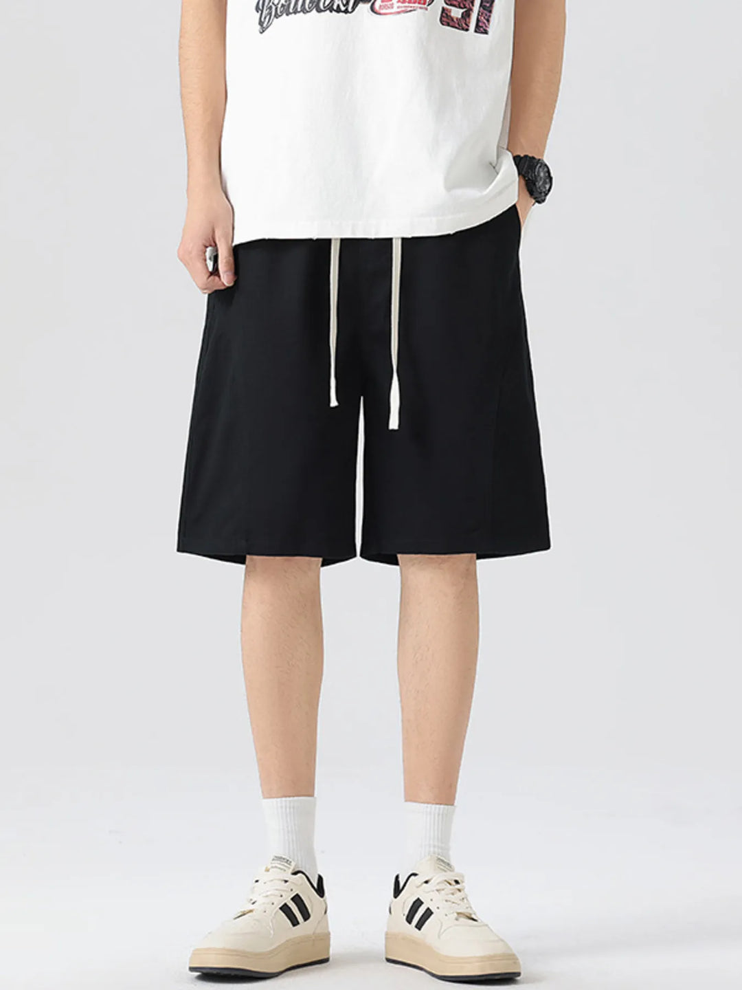 Men's Full Size Casual Loose-Fit Drawstring Shorts Plus Size
