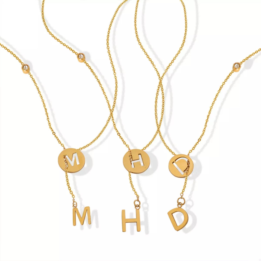 18K Gold-Plated Titanium Steel Letter Pendant Necklace