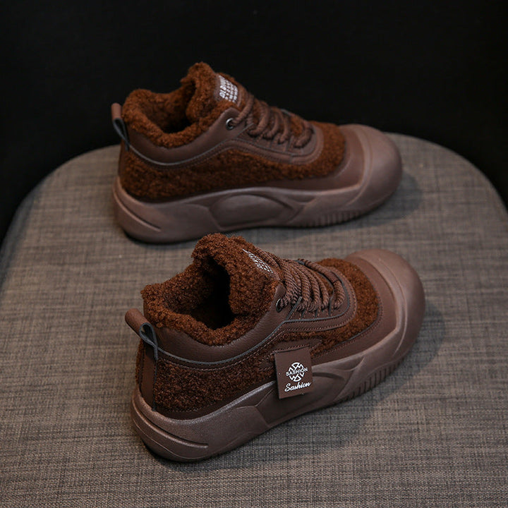 Fleece-lined Female Warm All-matching Casual Sports Skate Shoes