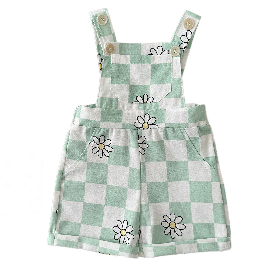 Childrens New Summer Checkered Suspender Pants For Babies