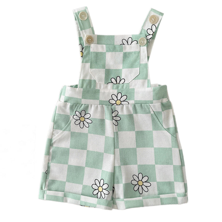 Childrens New Summer Checkered Suspender Pants For Babies