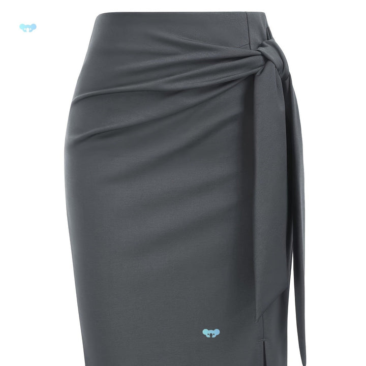 Elegant Monochrome High-waisted Knee-length Skirt For Women
