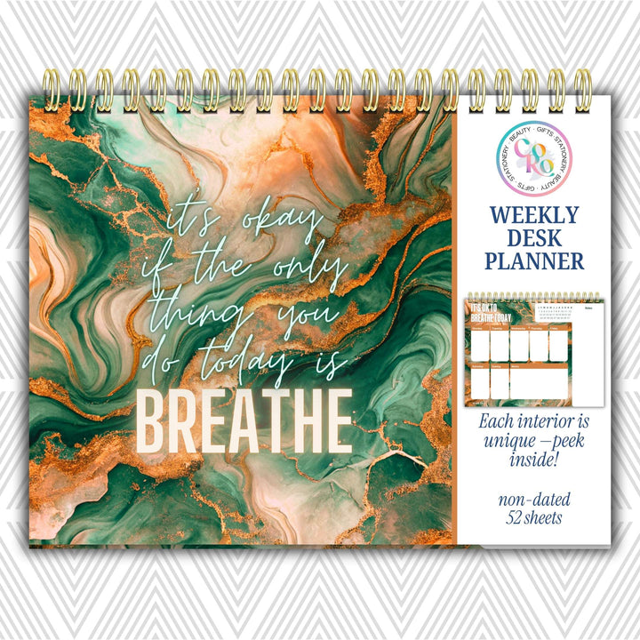 It's Ok To Breathe Today Weekly Desk Planner | Undated Self-Love Weekly Planner