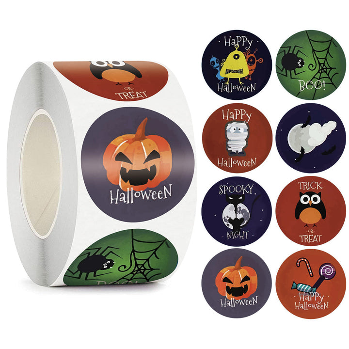 500 Rolls Happy Halloween Children's Toy Animals Thanks Decoration Sticker Label