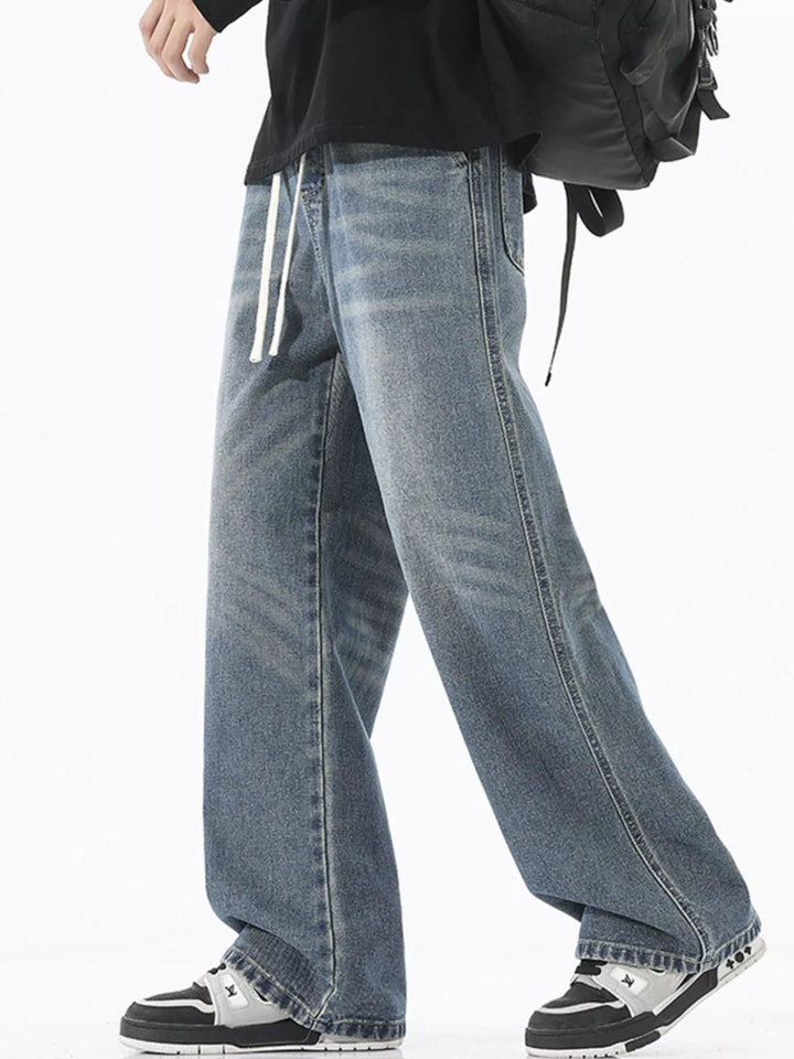 Men's Full Size Wash Wide Leg Jeans Plus Size