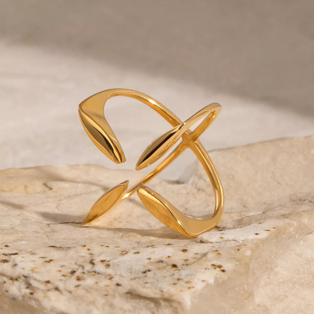 Stainless Steel Crisscross Open Ring