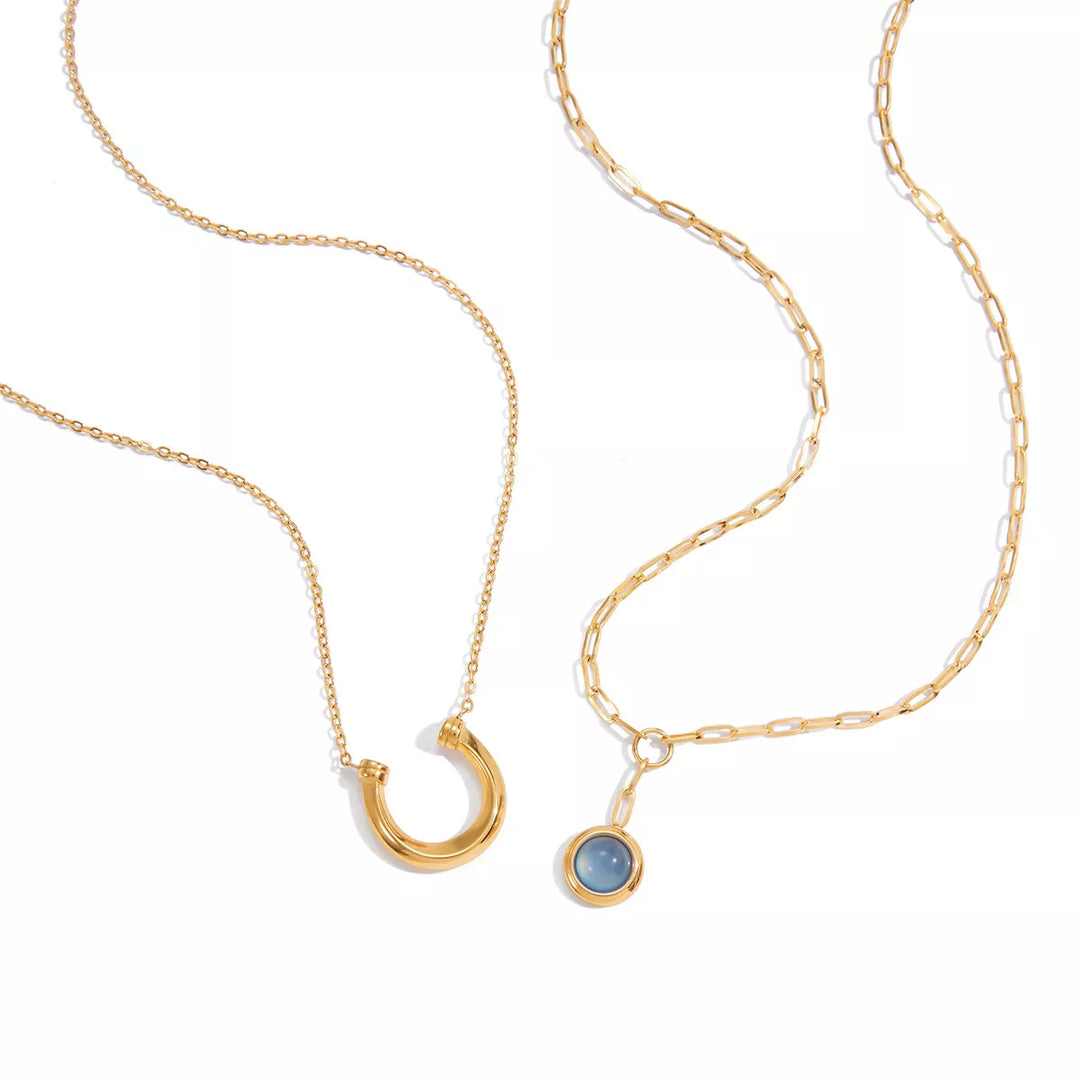 2 Piece 18K Gold-Plated Pendant Necklace