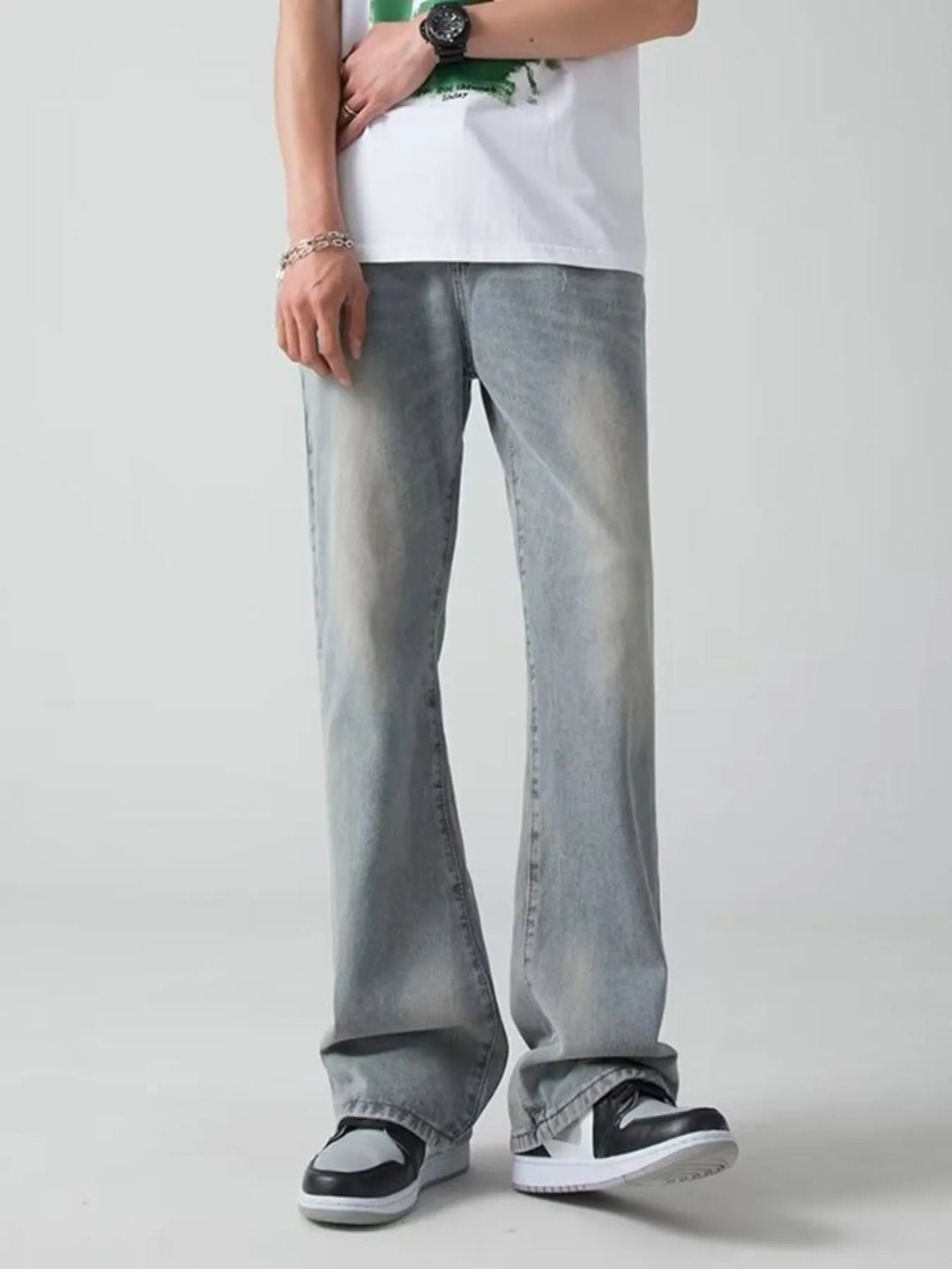 Men's Plus Size Vintage Wash Wide Leg Jeans