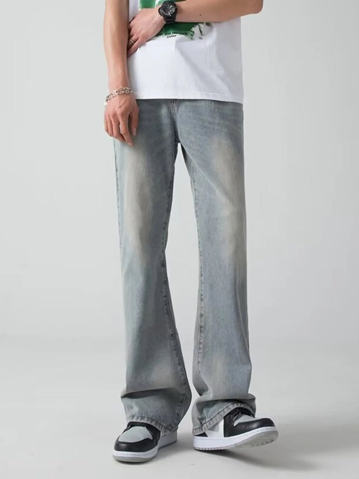 Men's Plus Size Vintage Wash Wide Leg Jeans