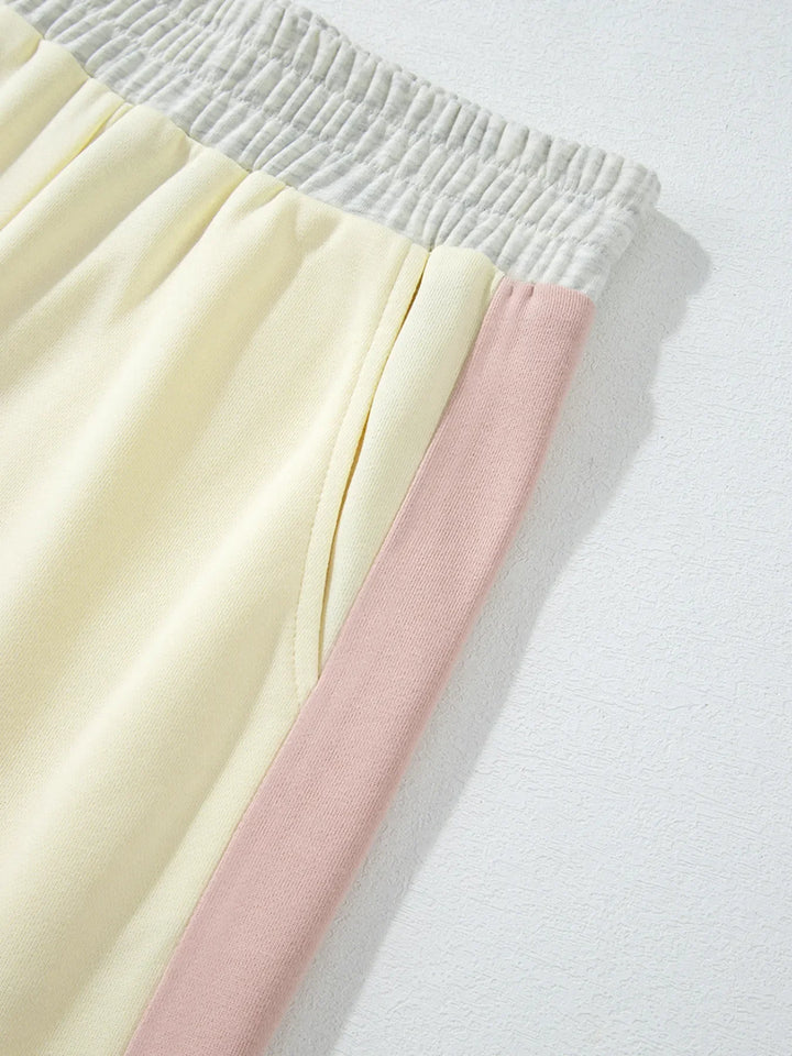 Color Block Round Neck Top and Pants Set