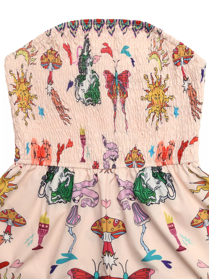 Butterfly Print Smocked Tube Romper