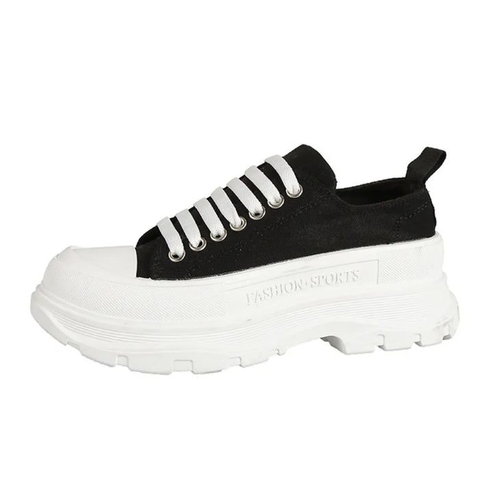 Canvas Lace Up Mid-Heel Platform Sneakers