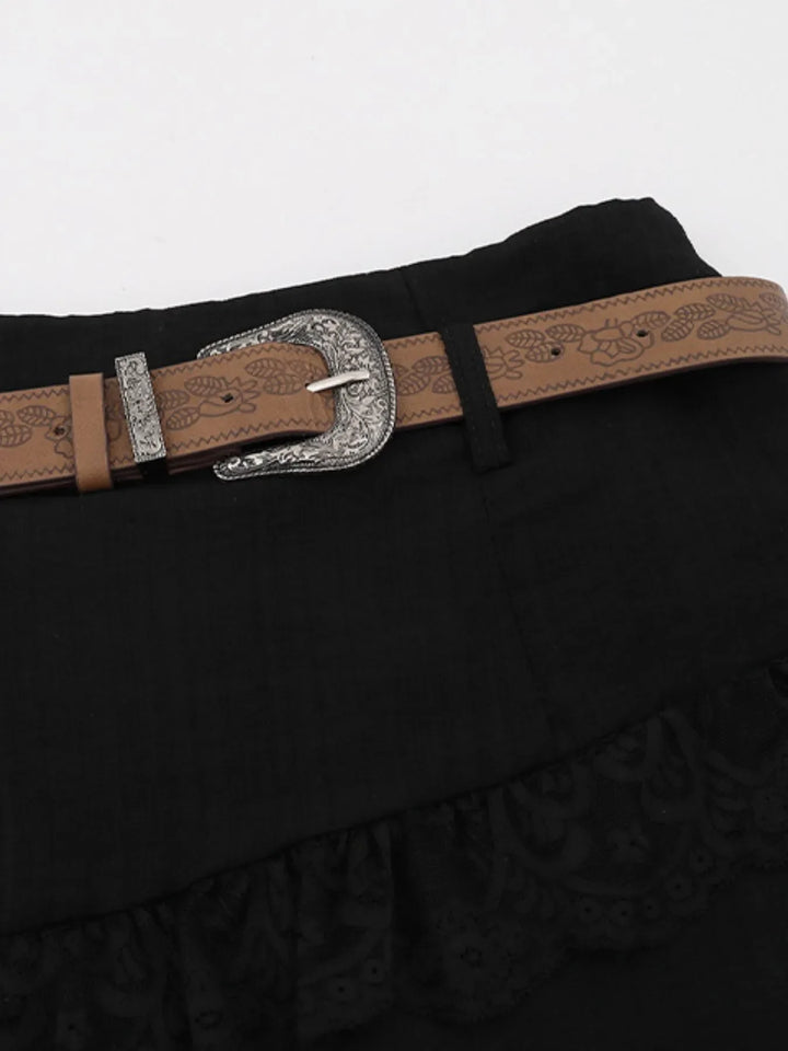 Asymmetrical Lace Ruffle Skirt