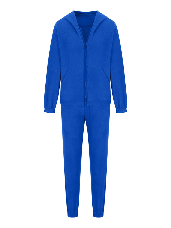 Zip Up Long Sleeve Hoodie and Joggers Set